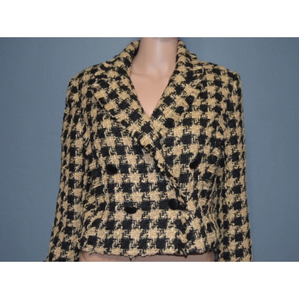 House of Harlow 1960 Sz Medium Brown and Black Fringe Tweed Cropped Jacket